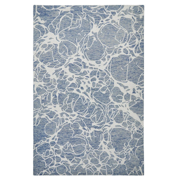 Hampton Sophie Modern Abstract Distressed Hand-Woven Textured Wool Loop Pile Blue/Ivory/Grey/Beige Rug-Melrose-Rug Love - The Most Loved Rug Store